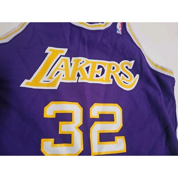 Vintage Magic Johnson 32 Sand Knit LA Lakers Jersey NBA Large - Picture 2 of 10